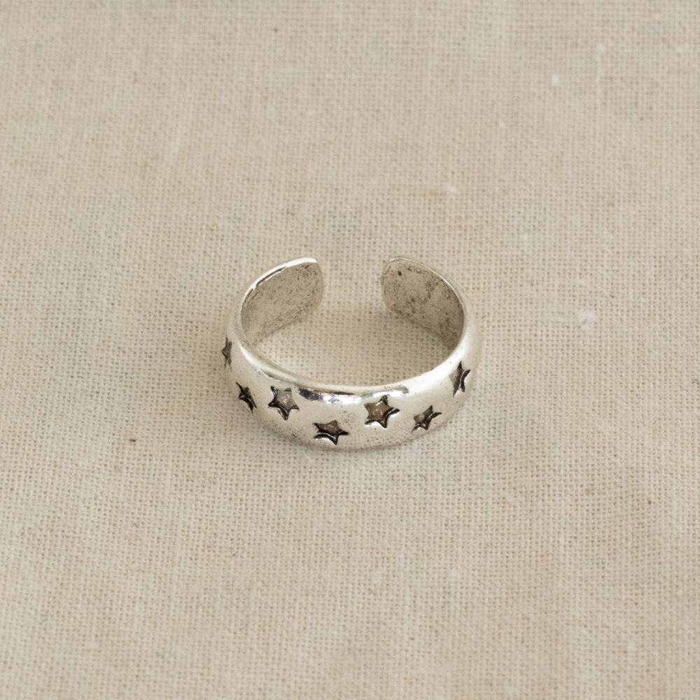 Y2K Silver Star Adjustable Ring